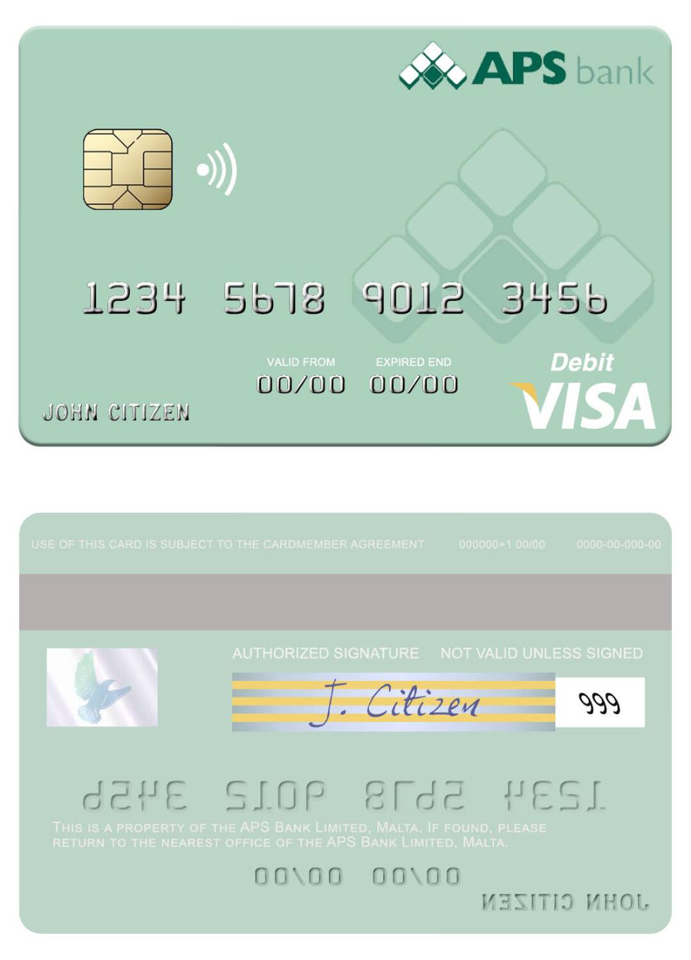 Malta APS Bank Limited visa debit card